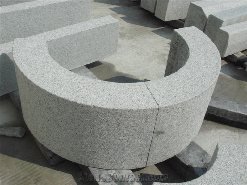 Chinese Grey G603, Cheap Granite Bushhammed, Fine Picked Curve Kerbstone, Flamed Paving Curbs, Road Stone for Building Projects