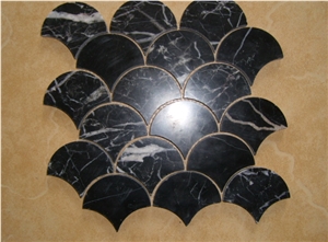 Black Fish Scales Marble Mosaic Wall Tile Flooring and Wall Mosaic Tile, Marble Stone Mosaic Tile, Mosaic Pattern for Sale