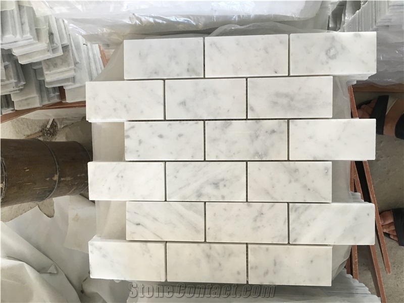 Polishing Bianco Calacatta White Bianco Carrara Marble Mosaic