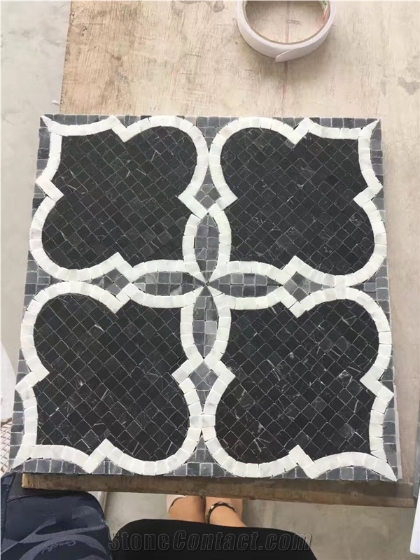 Polishing White Marble and Granite Mosaic in Lantern Shape