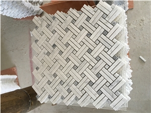 Polishing White Marble Mosaic in Basket Weave