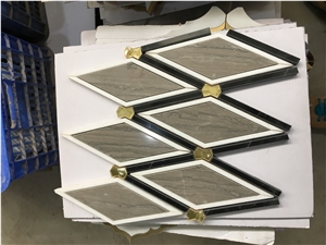 Polishing White Marble Mosaic in Rhombus Shape in Custom Design