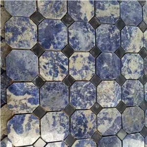 Sodlite Blue Granite Hexagon Mosaic, Diamond Blue Granite Hexagon Mosaic