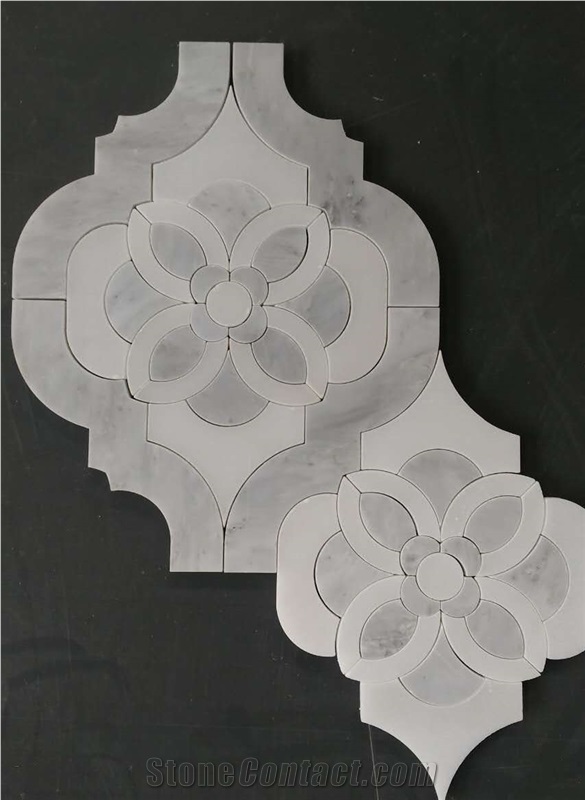 White Marble Waterjet Mosaic, Marble Mosaic, Natural Stone Mosaic, Bathroom Mosaic Tiles for Wall Covering