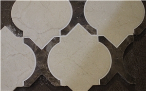 White Mixed Brown Stone Waterjet Marble Mosaic Pattern Polished Marble Flooring Tiles Hot Sale,Wall Modern Covering Paving