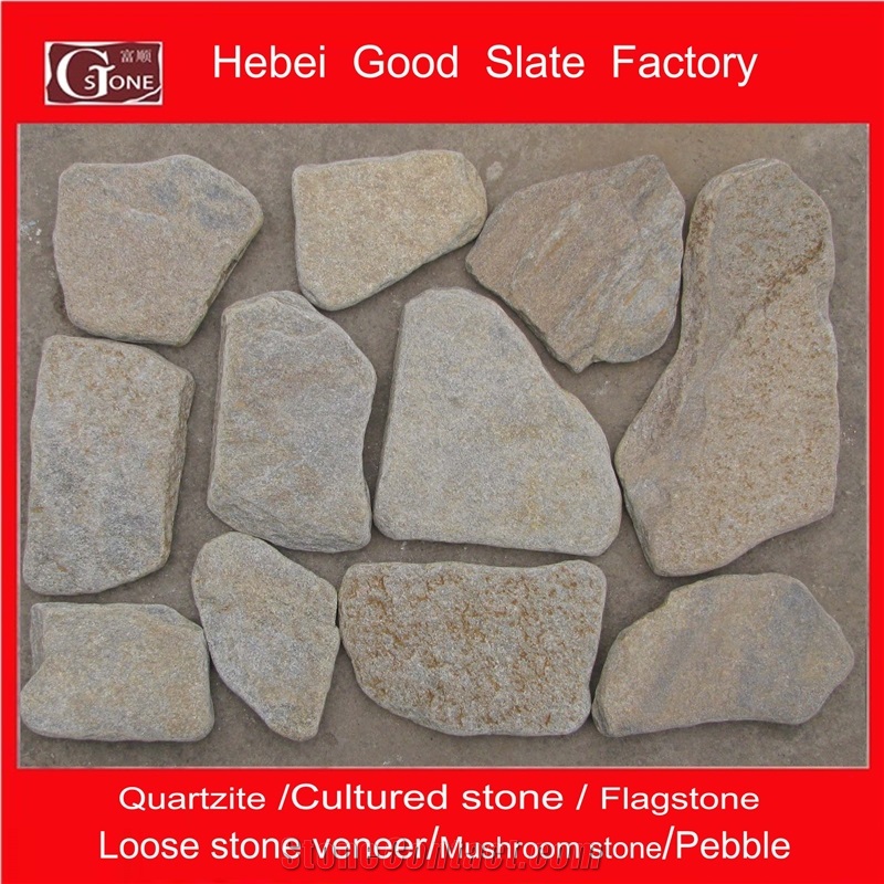China Beige Quartzite Loose Stone,Random Flagstones