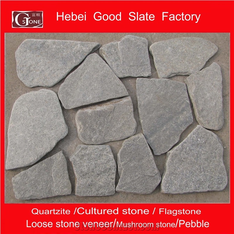 China Grey Quartzite Loose Stone,Random Flagstones