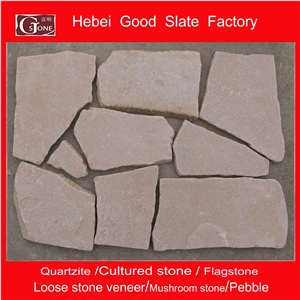China Pink Sand Stone Loose Stone,Random Flagstone