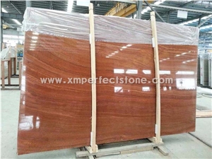 18mm Thickness Slab Red Wooden Marble/Red Wooden Grain Marble/Red Wood Grain Jade