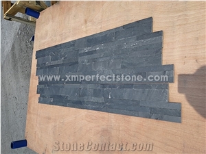 600x150x15-25mm Black Split Face Slate Stacked Stone,Charcoal Grey Culture Stone,Carbon Black Slate Stone Cladding,Natural Stone Veneer