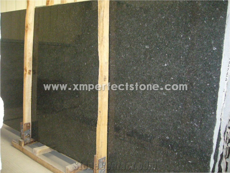 Angola Black Granite/Black Labradorita Granite/Lapis Black Granite Polished Gang Sawn Slabs