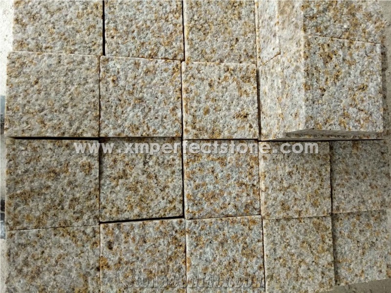 Bush-Hammered/Flamed/Natural Split G682/Sunset Gold Granite Paving/Cube Stone
