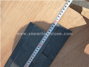 China Black Slate Stacked Stone Veneer Feature Wall Cladding Panel Ledge Stone Split Face Tile