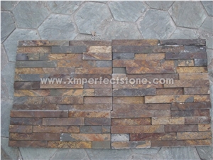China Rusty Brown Slate Cultured Stone, Wall Cladding, Stacked Stone Veneer Clearance, Manufactured Stone Veneer