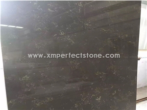 Chinese Black Quartz with Golden Lines for Kitchen Countertop/Island Tops