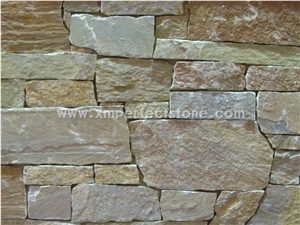 Nature Cultured Stone Panel, Wall Veneer, Ledge Stacked Cladding, Corner, Cement Facade Feature Cladding