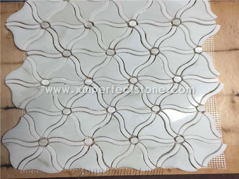 Oriental White Marble Chinese Marble Mosaic,Polished White Marble Mosaic