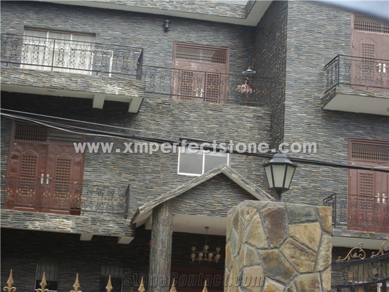 Yellow Slate Stone Cladding,Natural Stone Veneer,Fireplace Wall Ledger Panels,Slate Stone Facade,Exterior Stone Wall Panels
