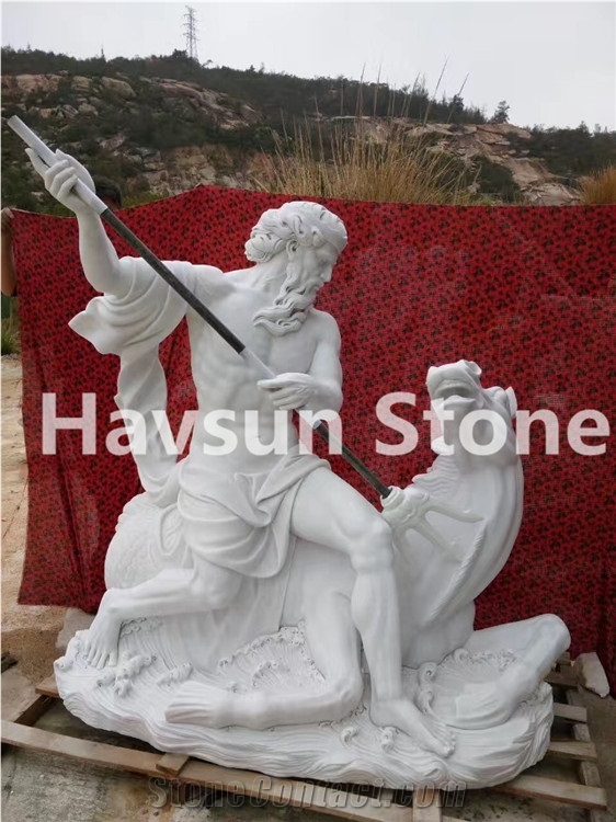 Hand Carved Ancient Greece"S God Poseidon Sculptures/ Statues/Garden Sculptures