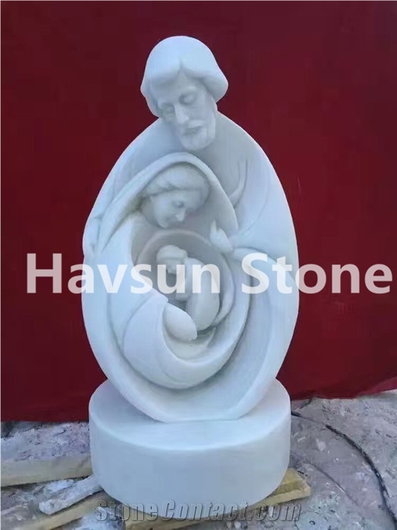 Handcarved Jesus Birth Religious Sculptures/ Statues Family Human Sculpture with Father, Mother and Son