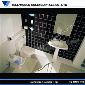 2017 Best Selling High End Integrated Acrylic Solid Surface Bathroom Sink and Countertop