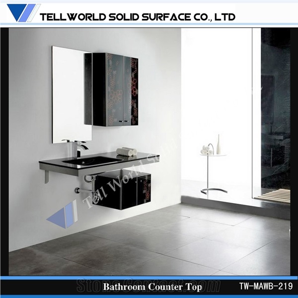 2017 Best Selling High End Integrated Acrylic Solid Surface Bathroom Sink and Countertop