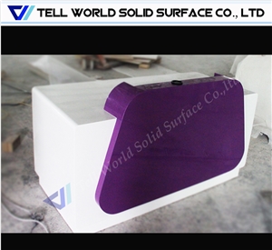2017 Fancy White and Purple Acrylic Solid Surface Reception Counter