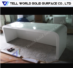 2017 Hot Selling Simple Design Pure White Acrylic Solid Surface Reception Desk