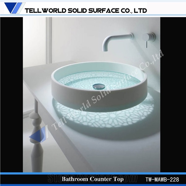 2017 Latest Design High Quality Acrylic Solid Surface Dining Room Wash Basin