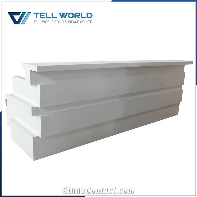 2017 New Design Modern High Gloss Solid Surface Reception Desk for Office