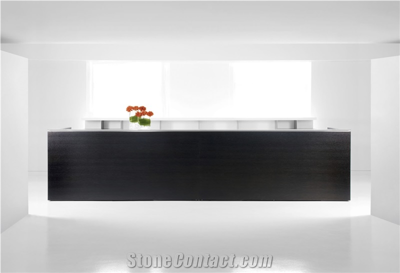 2017 Popular Commercial Modern Design High Gloss Solid Surface Reception Desk