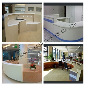 Acrylic Solid Surface Beauty Salon Furniture Reception Desk Reception Counter Commercial Furniture