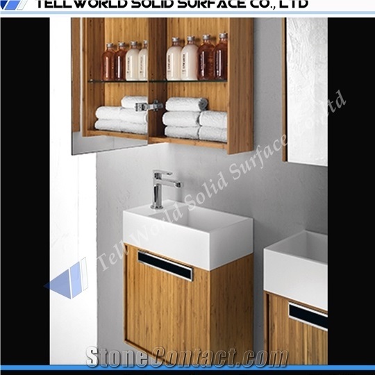 Acrylic Solid Surface Commercial Bathroom Vanity Units Artificial Stone Countertop Vanity Sinks
