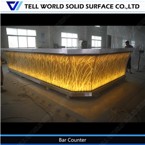 Acrylic Solid Surface Customized Shaped Light up Bar Counter