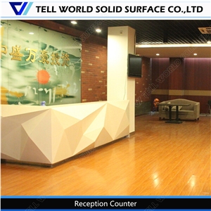 Acrylic Solid Surface High Gloss Modern Reception Desk Unique Reception Counter