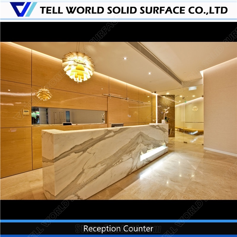 Acrylic Solid Surface New Design Beauty Lobby Reception Counter Office Front Standing Desk From China Stonecontact Com