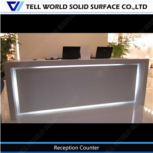 Acrylic Solid Surface New Design Beauty Lobby Reception Counter Office Front Standing Desk