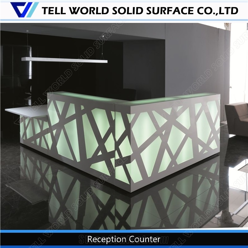 Acrylic Solid Surface Reception Counter Artificial Stone Front Desk