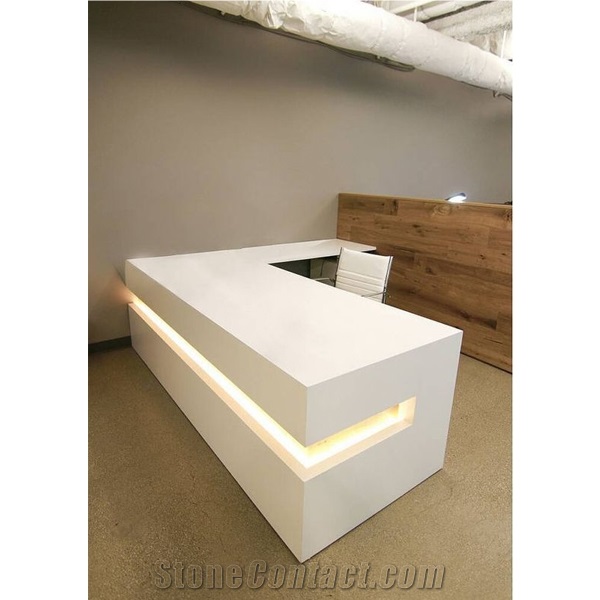 Acrylic Solid Surface Rectangle Modern Design Reception Counter Office Front Stand Table