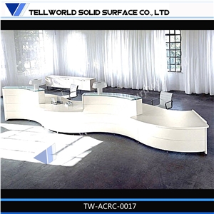 Acrylic Solid Surface Wave Reception Desk Reception Counter for Sale