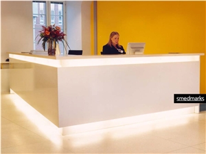 Acrylic Solid Surface White Color Reception Desk Reception Counter Commercial Furniture