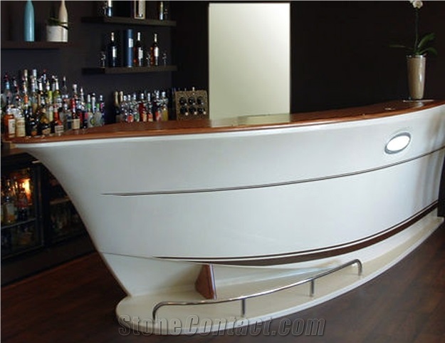 Artificial Marble Boat Shaped Restaurant Bar Counter