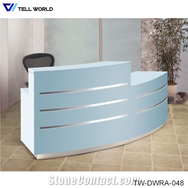 Artificial Marble Led Reception Desk Acrylic Solid Surface Front Table