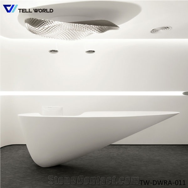 Artificial Marble Led Reception Desk Acrylic Solid Surface Front Table