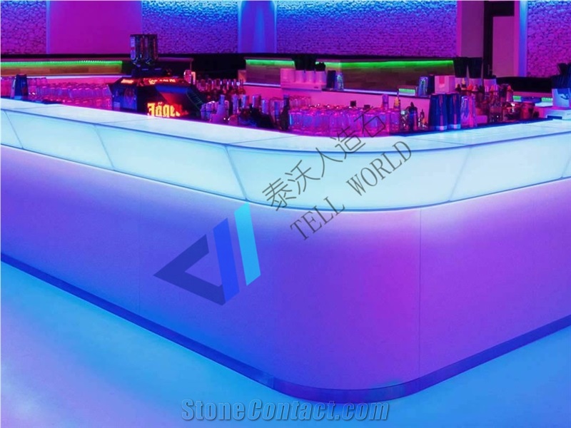 Artificial Marble Stone High Illuminated Led Commercial Bar Counter Customized