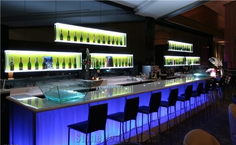 Artificial Stone Commercial Good Quality Luxury Design Bar Counter Led Illuminated Bar Counter
