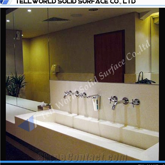 Artificial Stone Counter Top Wash Basin Hotel Sanitary Acrylic Solid Surface Sink Wash Basin
