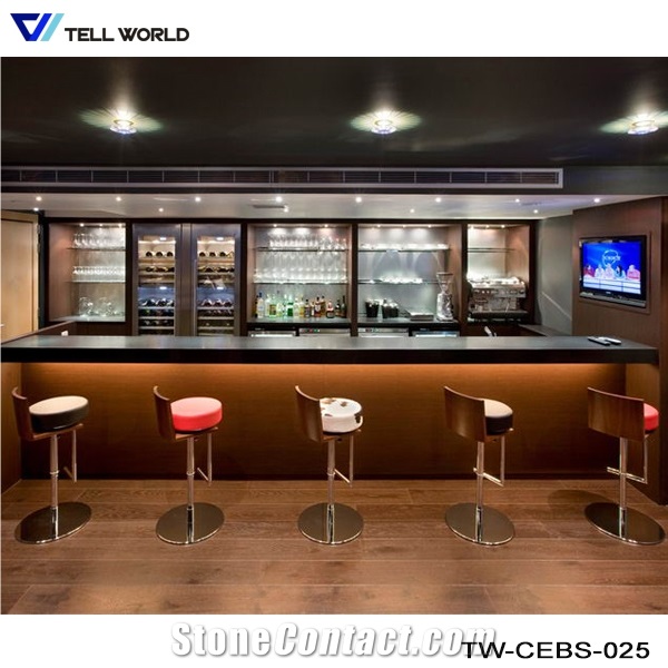 Artificial Stone Customized Curved Modern Bar Counter Led Bar Counter for Nigjt Club