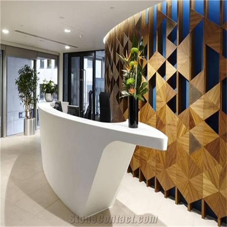 Artificial Stone High Gloss White Reception Desk Hotel Reception ...