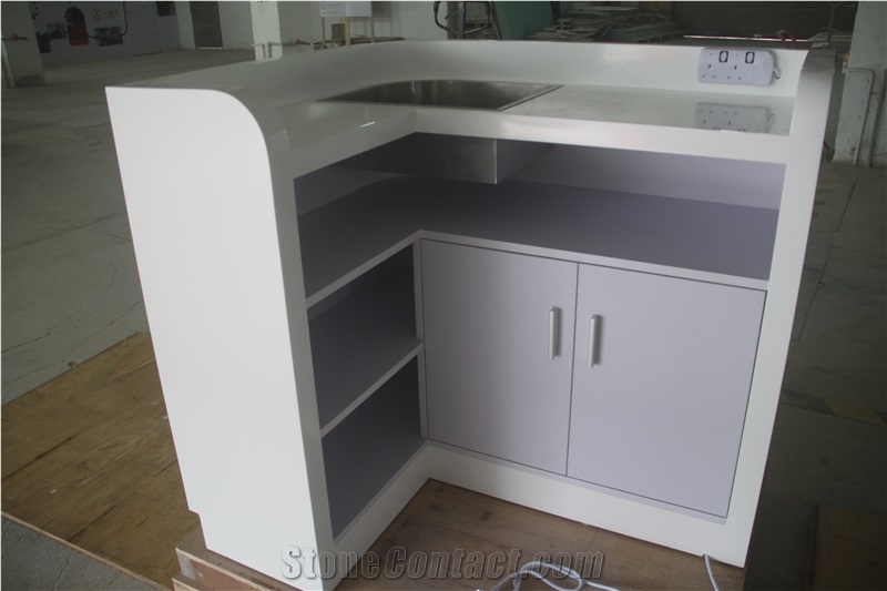 Artificial Stone Sgs Certification White Glossy Surface Mini Bar Counter